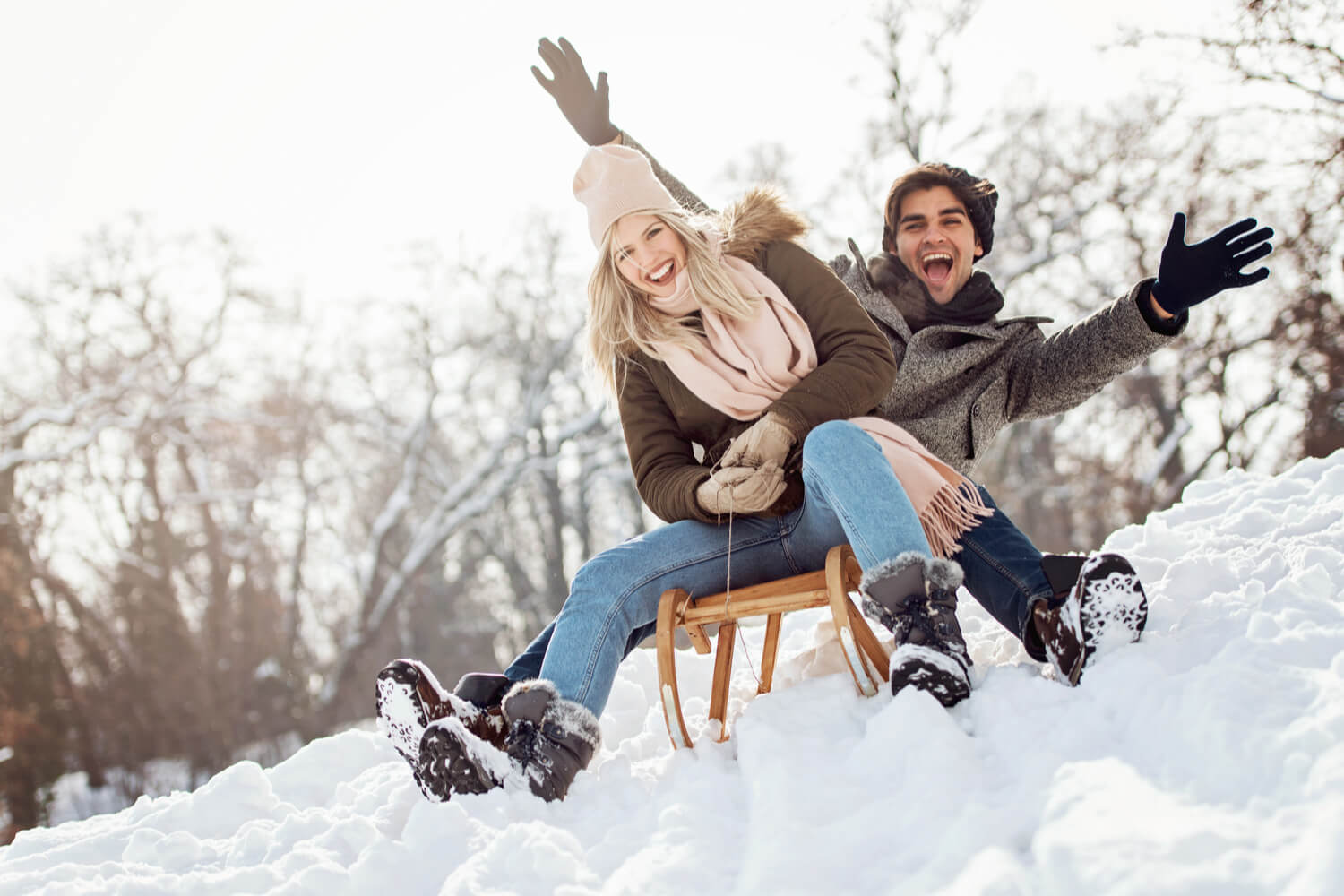 Picture of couple enjoying winter in Lake George.