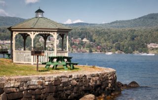 A pavillion sits on Lake George in Upstate New York.